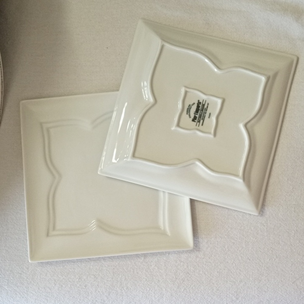 Set of Two (2) Pier 1 Imports Porcelain BUTTERFLY SQUARE Plates